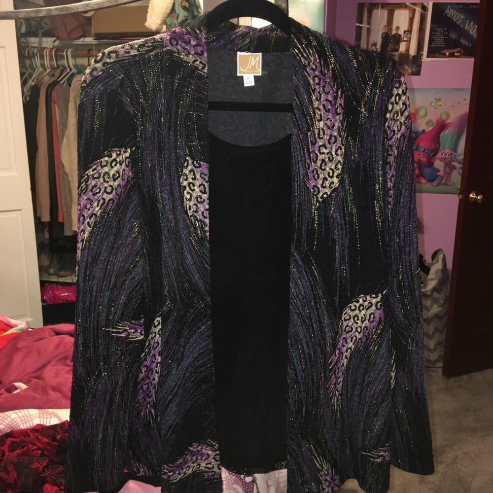Black Tank and Patterned Cardigan Two-Piece Top